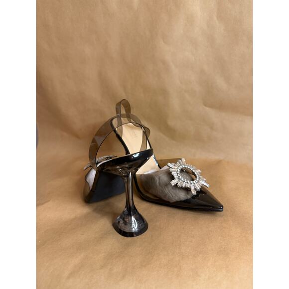 NWB Catherine Malandrino Jamie Smoke Clear Slingback Rhinestone Pumps - 7.5 - Picture 2 of 7